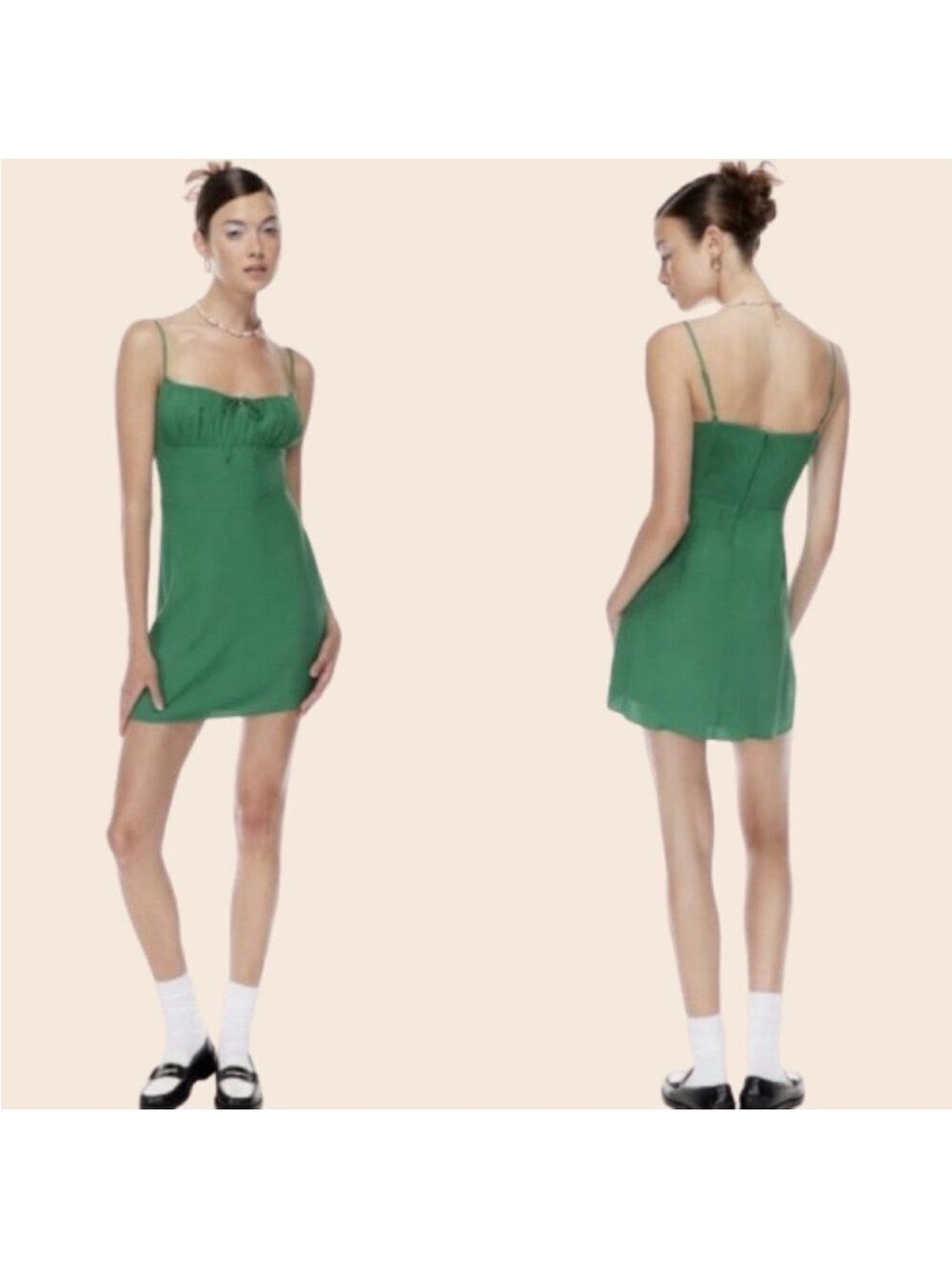 Aritzia SunDeh Best Green Spaghetti Strap Mini Dress